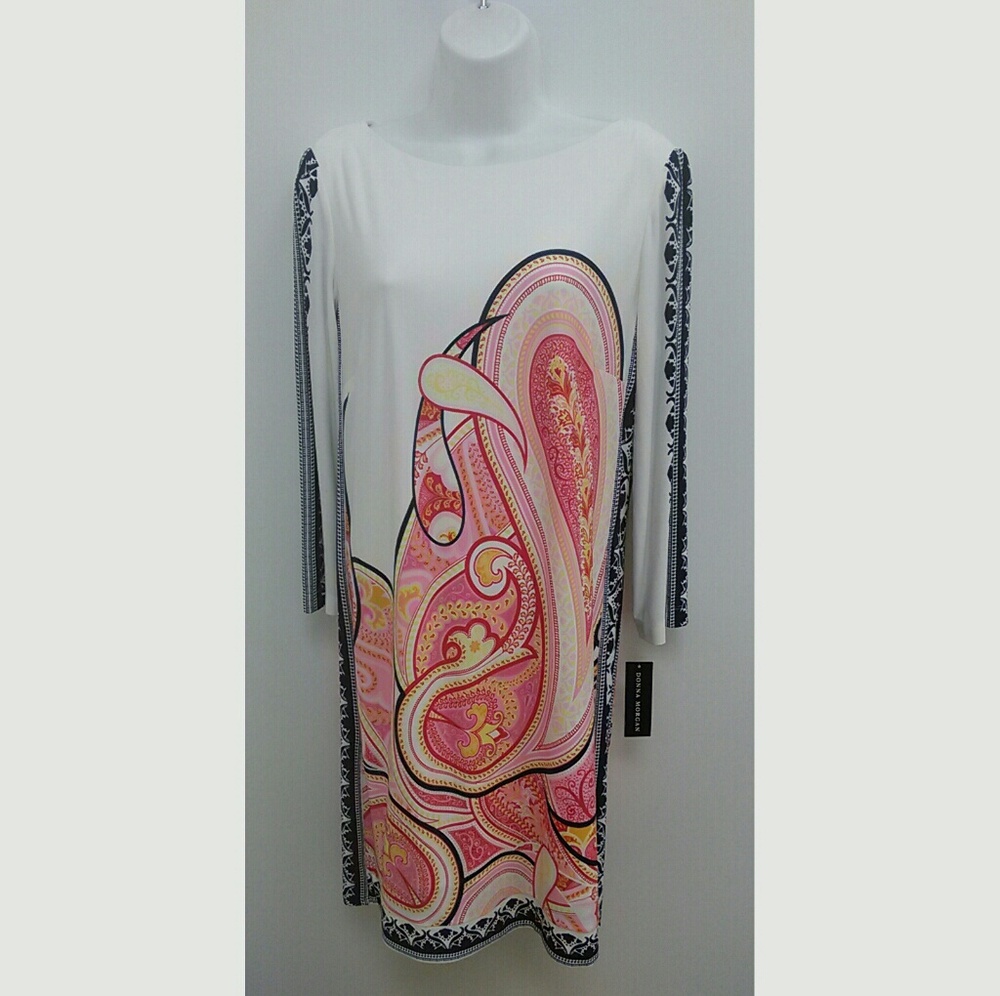 Donna Morgan Dress Jersey Paisley Print Shift